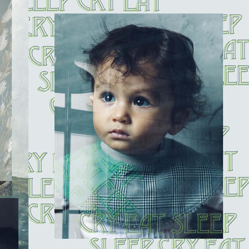 grid 4 "eat sleep cry" green