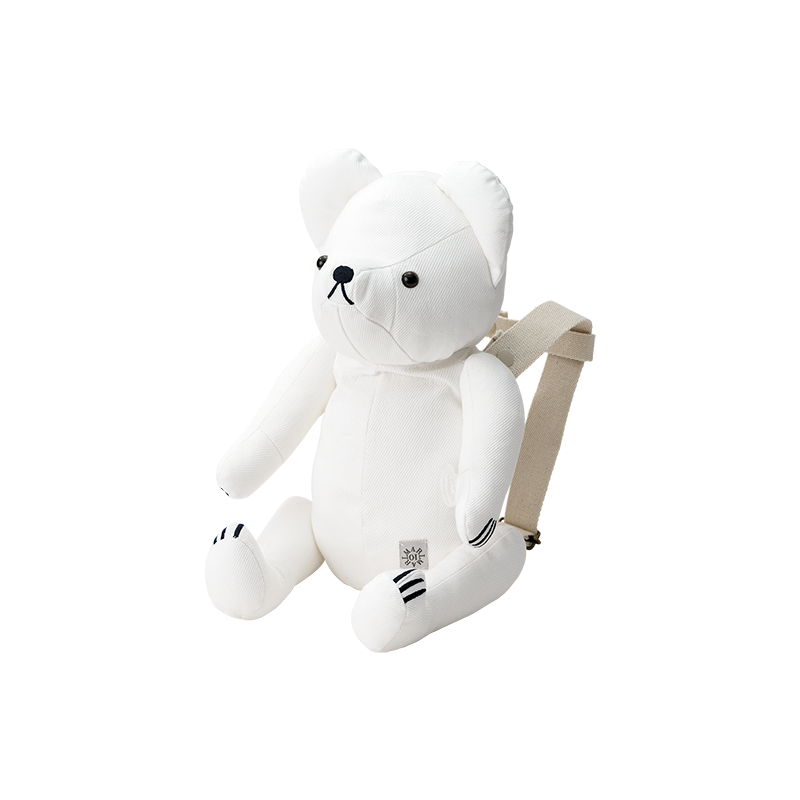 広島限定の白色のクマ型の子ども用多機能ぬいぐるみリュック denim