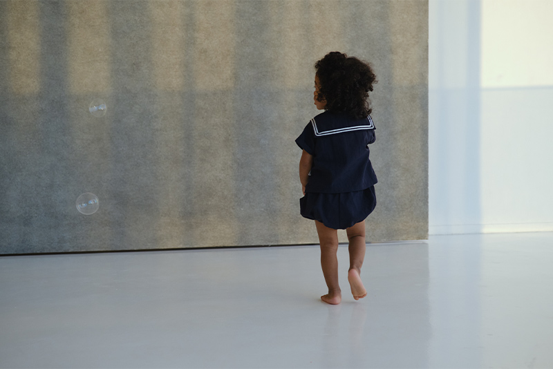 Marl Marl ロンパース、スタイ2点 paddle rompers 2 navy | ギフト・スタイ・出産祝いのMARLMARL（マール