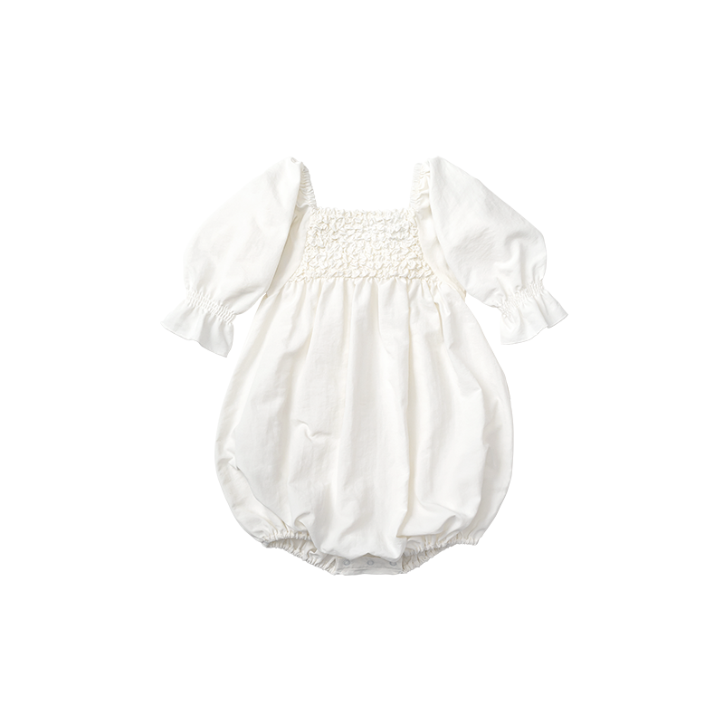 pompadour rompers 1 white | ギフト・スタイ・出産祝いのMARLMARL