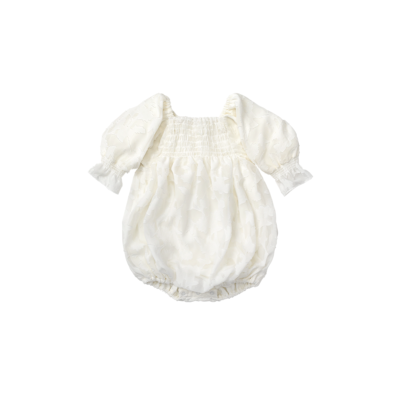 pompadour rompers 4 leaf white