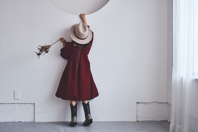 pompadour dress 3 wine | ギフト・スタイ・出産祝いのMARLMARL