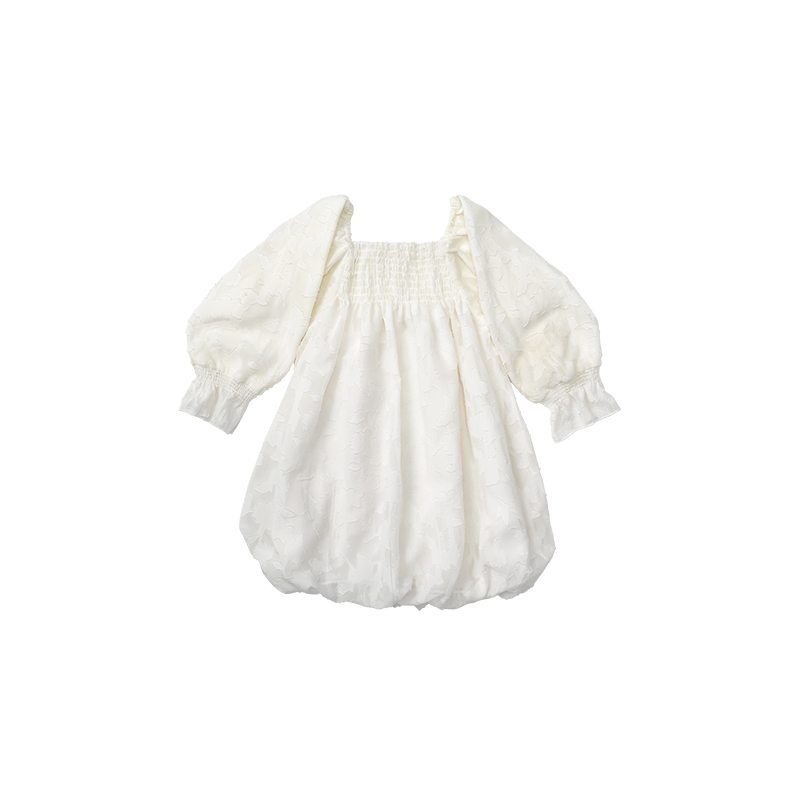 pompadour dress 4 leaf white