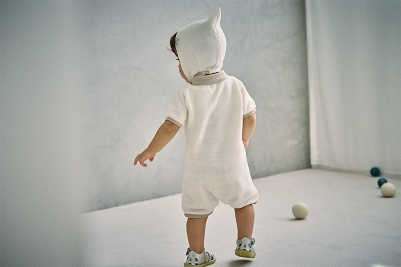 knit polo rompers shiro | ギフト・スタイ・出産祝いのMARLMARL
