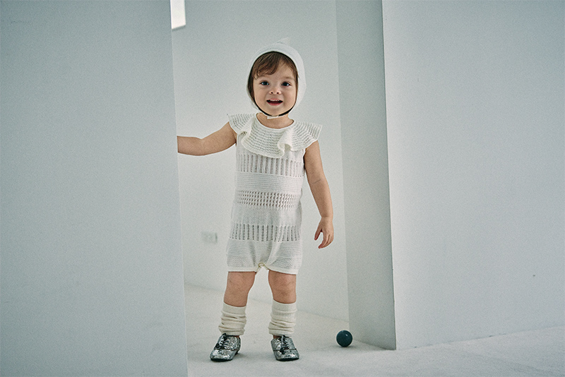 knit frill rompers shiro | ギフト・スタイ・出産祝いのMARLMARL