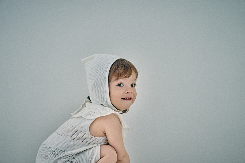 knit frill rompers shiro | ギフト・スタイ・出産祝いのMARLMARL