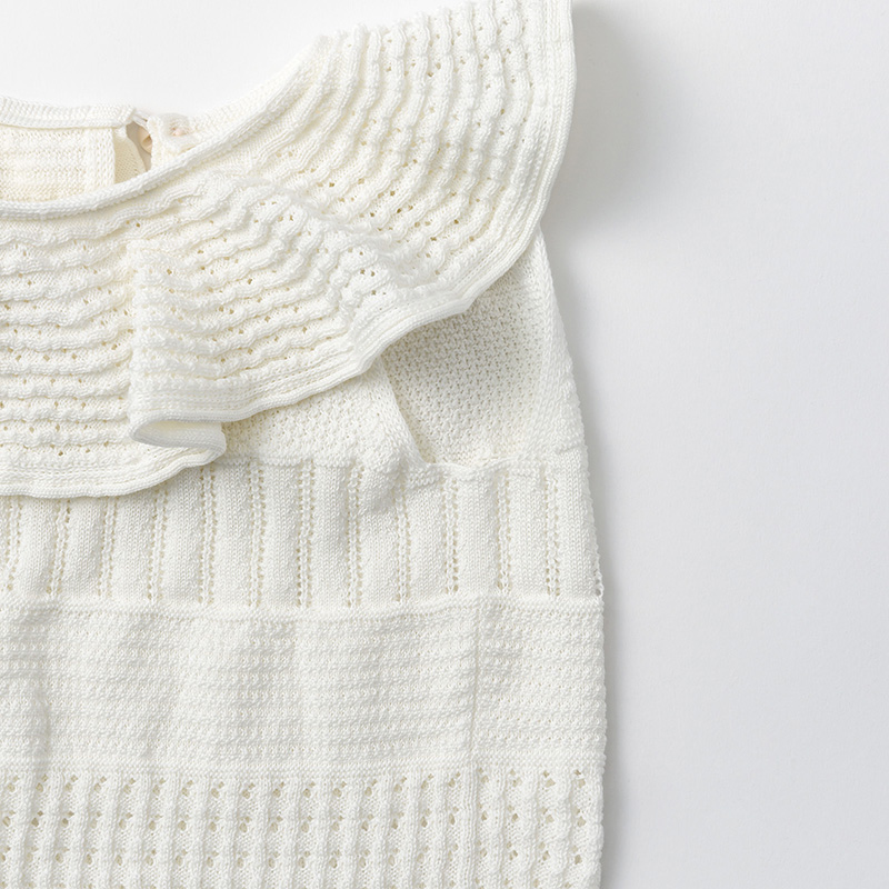 knit frill rompers shiro | ギフト・スタイ・出産祝いのMARLMARL