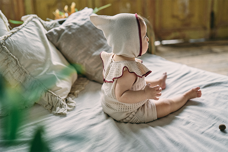 knit frill rompers beni | ギフト・スタイ・出産祝いのMARLMARL