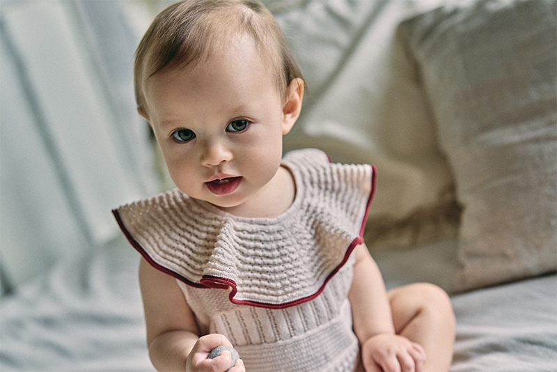 knit frill rompers beni | ギフト・スタイ・出産祝いのMARLMARL