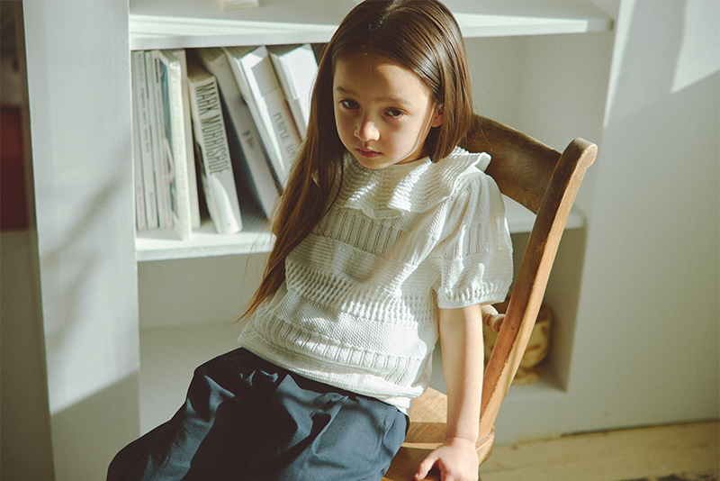 knit frill blouses shiro | ギフト・スタイ・出産祝いのMARLMARL