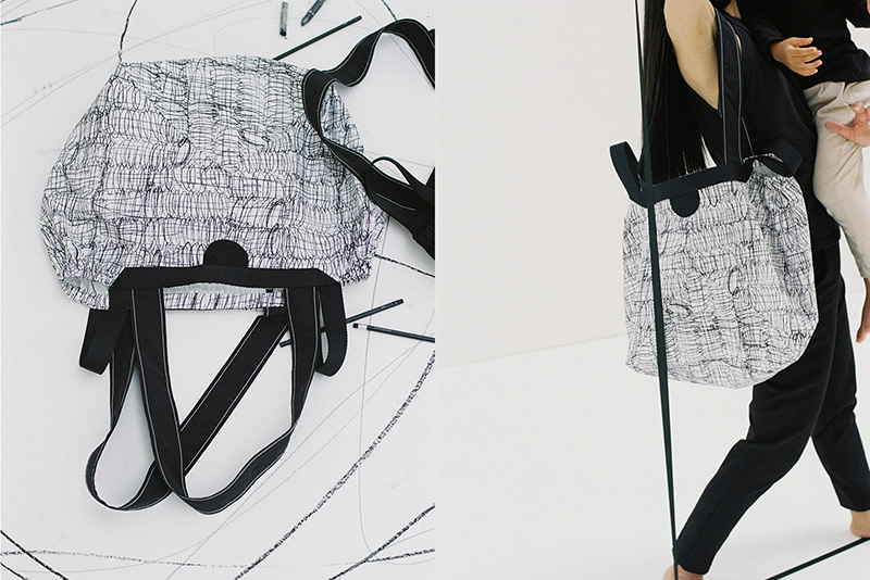 POND TOTE BAG DOODLE WHITE